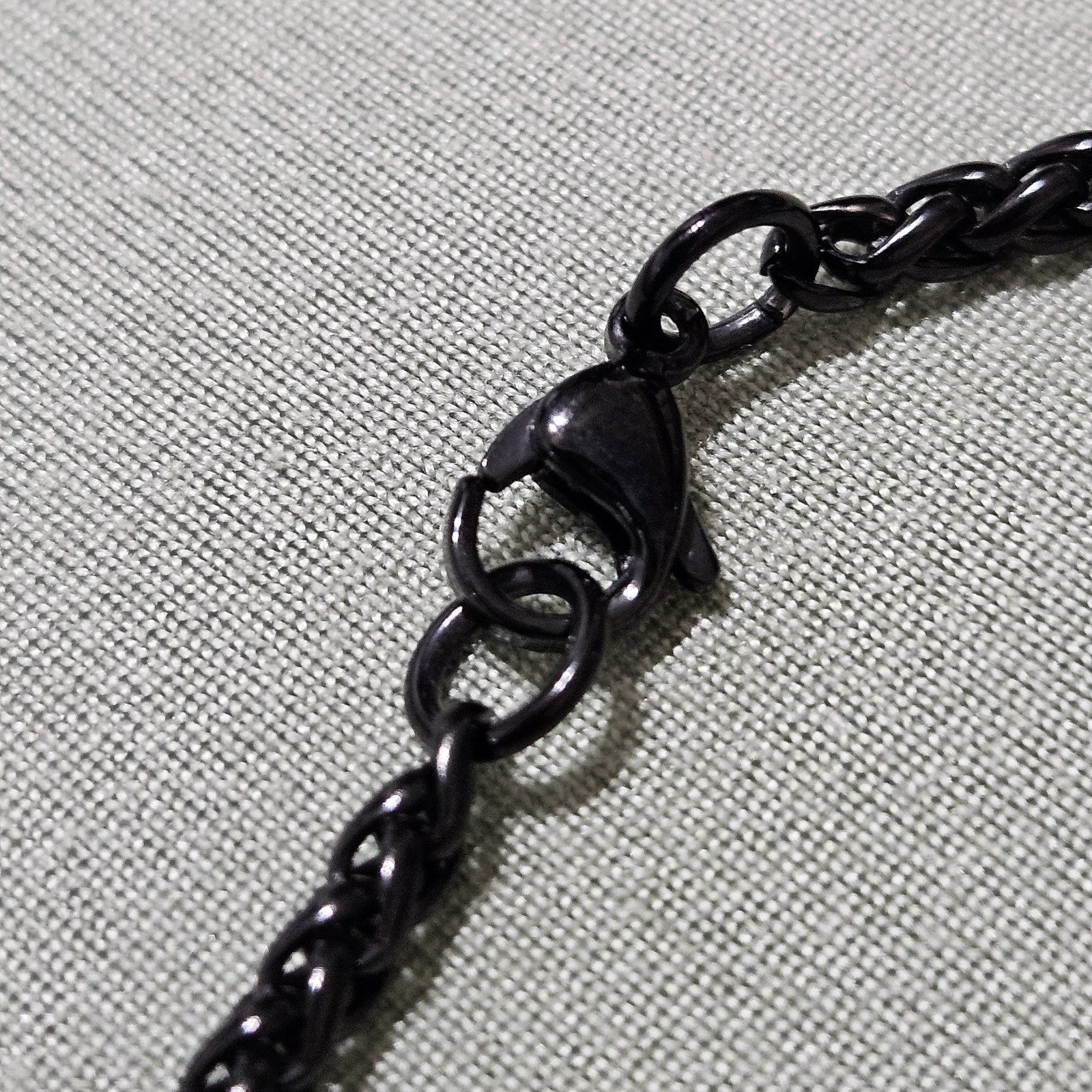 Stainless Steel Solid Wheat Chain Necklace 3mm Black Ion- Plated, 30″, Gift, New