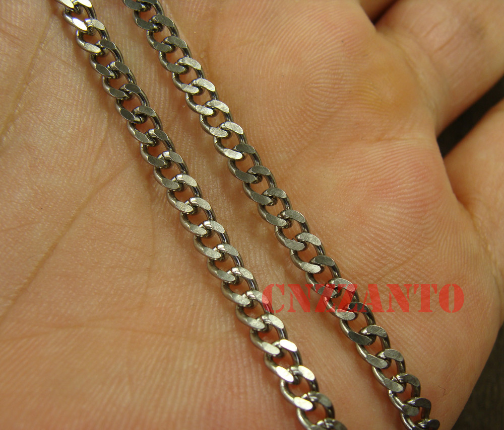 Pure Titanium Ti Curb chain necklace anti-allergy 3.5mm width 23.6 inch length