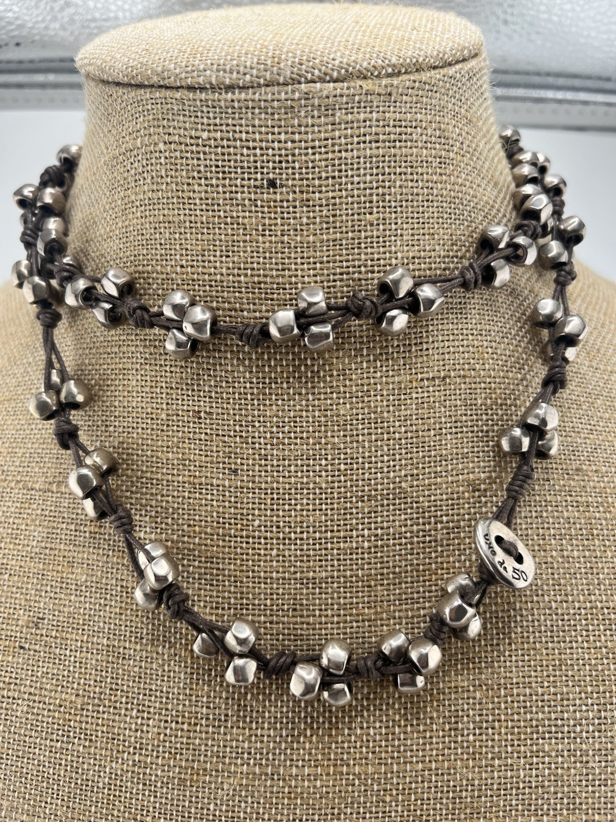 Uno de 50 bead woven cord necklace 38in .