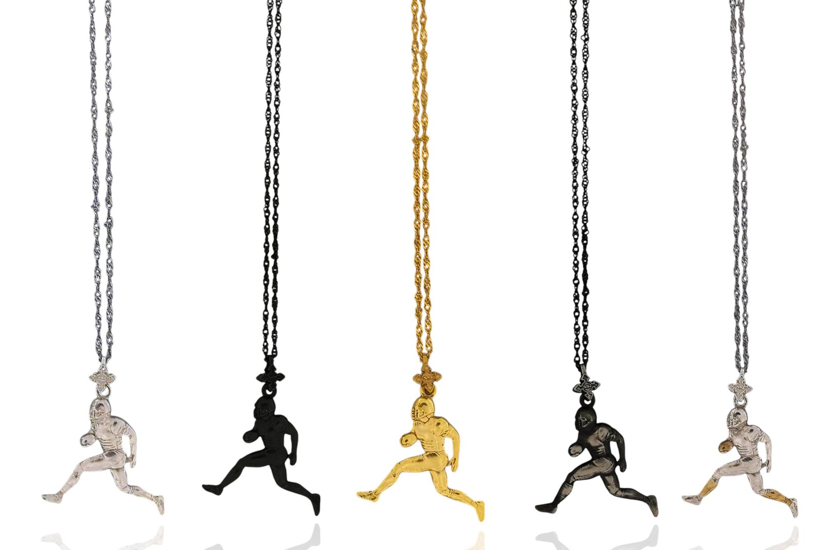 American Football Pendant – Gold-Plated 925 Silver Sports Necklace for Players