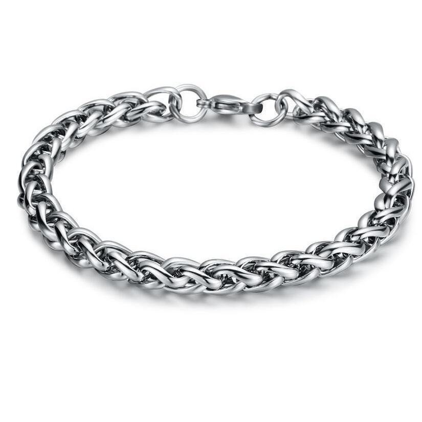 2 or 5PCS, Stainless Steel Wheat Braid Chain Bracelet, Finished Lobster Clasp B