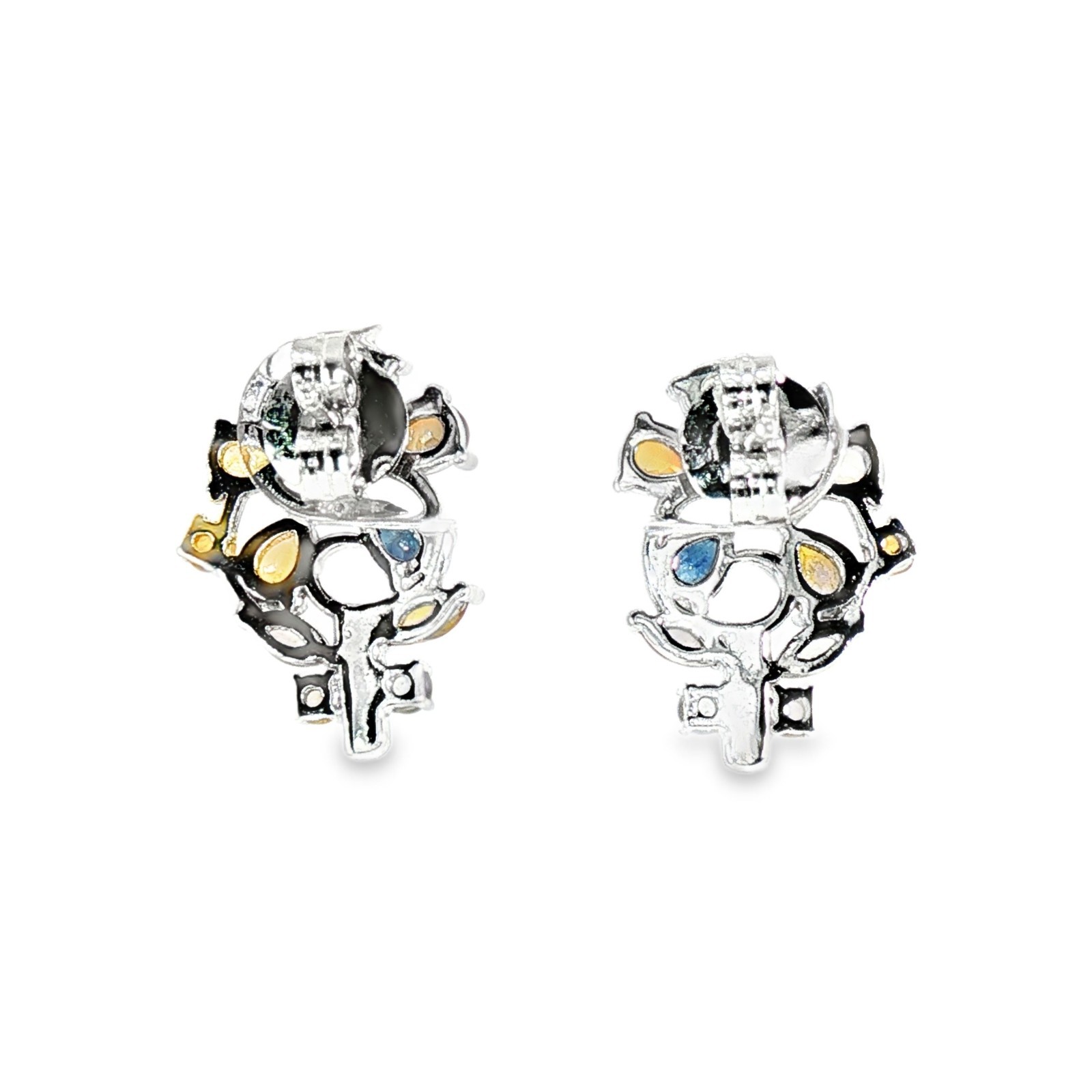 925 Sterling silver Earing Pear 4x3mm Multi-Sapphire Gemstone Jewelry.