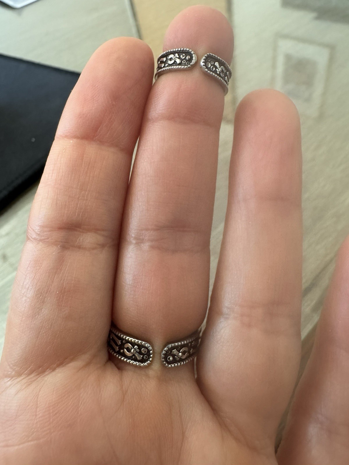 925 Sterling Silver Adjustable Hand Harness Chain Multi-Finger Ring Size 5