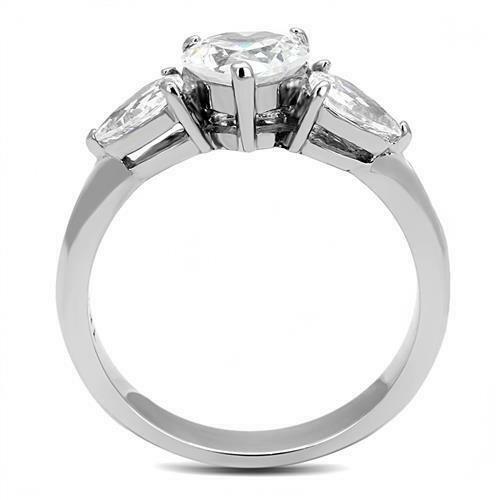 TK3138 – High polished (no plating) Stainless Steel Ring with AAA Grade CZ in