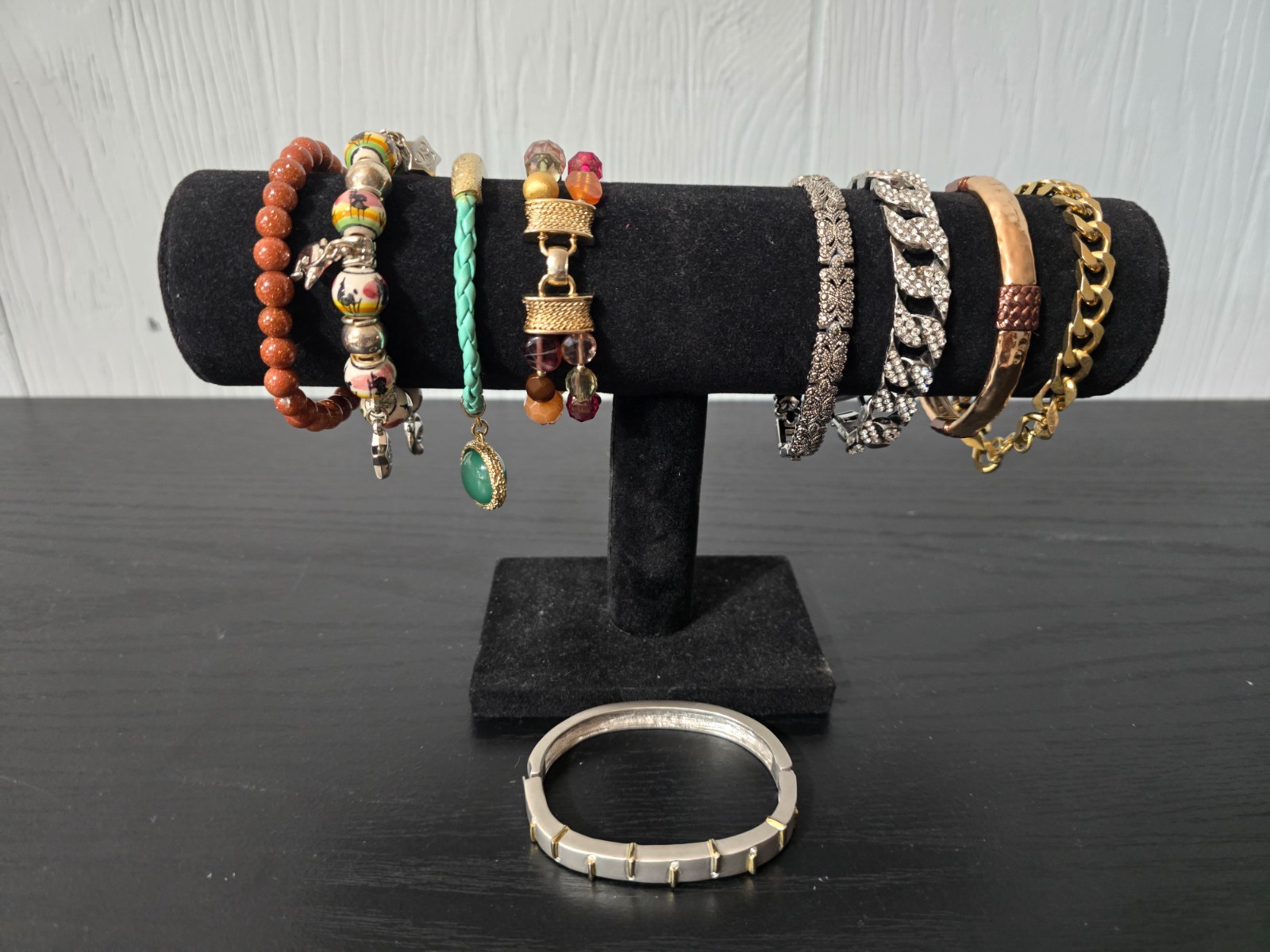 Mixed metal materials and colors Lot of 9 bracelets