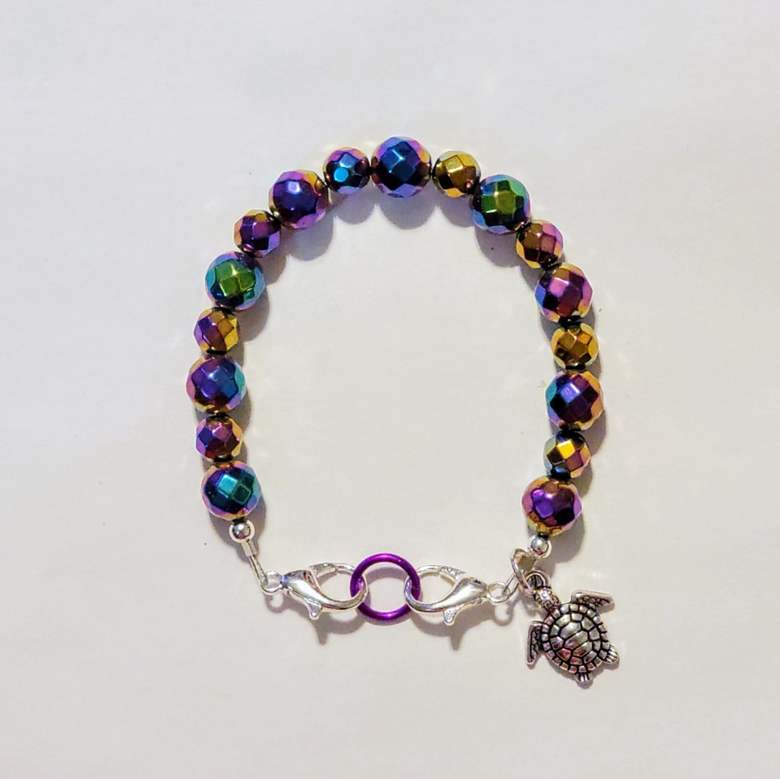 Rainbow Hematite Beads Medical Alert Replacement Bracelet 6.5″