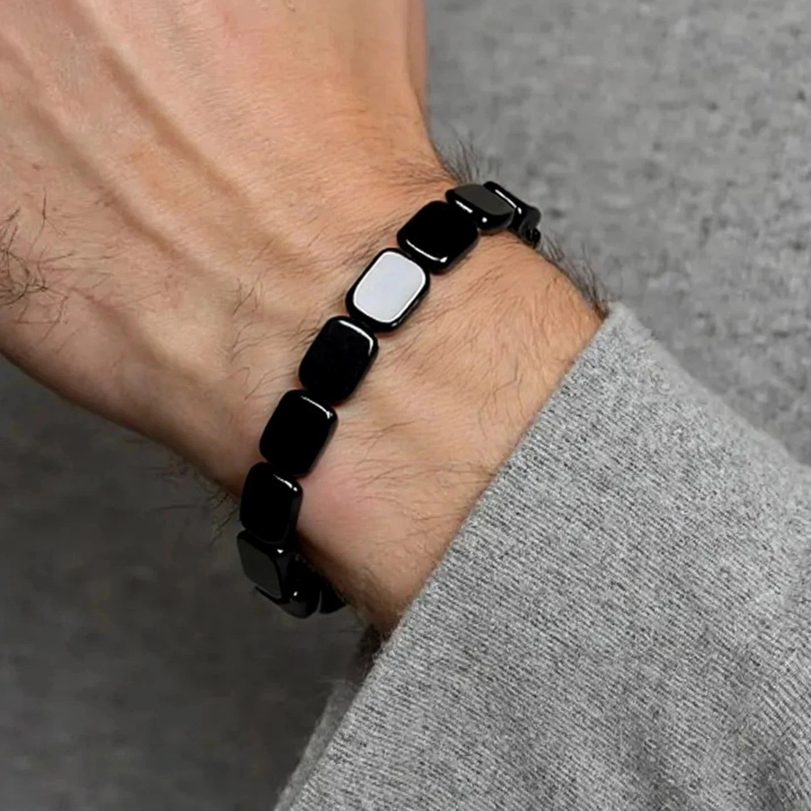 2Pcs Men Hematite Bracelet Energy Healing Reiki Protection Hemios Bracelet USA