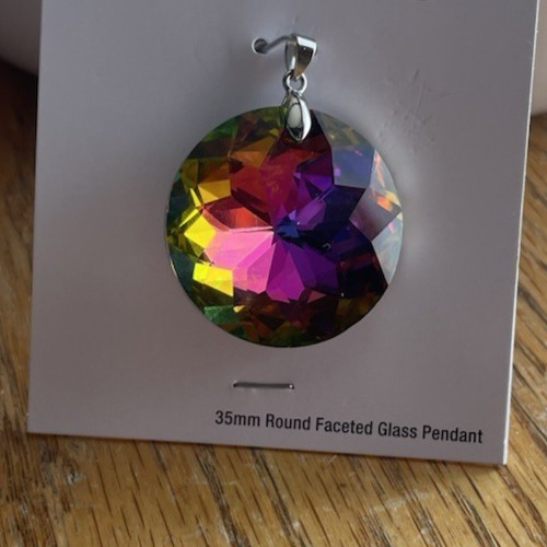 35mm Round Faceted Glass Pendant Multi Colored
