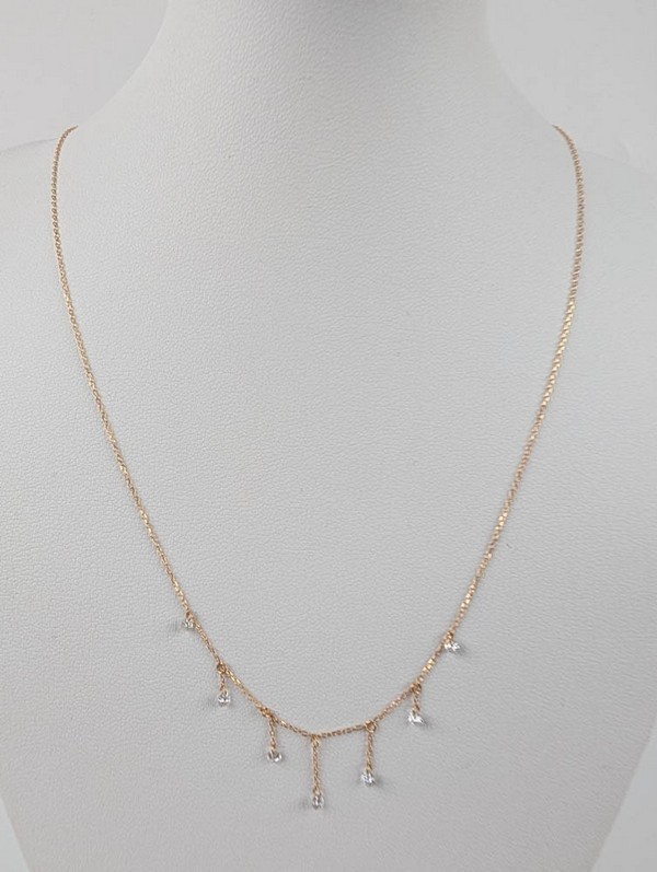 Persée Paris 18ct Yellow Gold 0.32ct Diamond Seven Stone Necklace, 40cm,…
