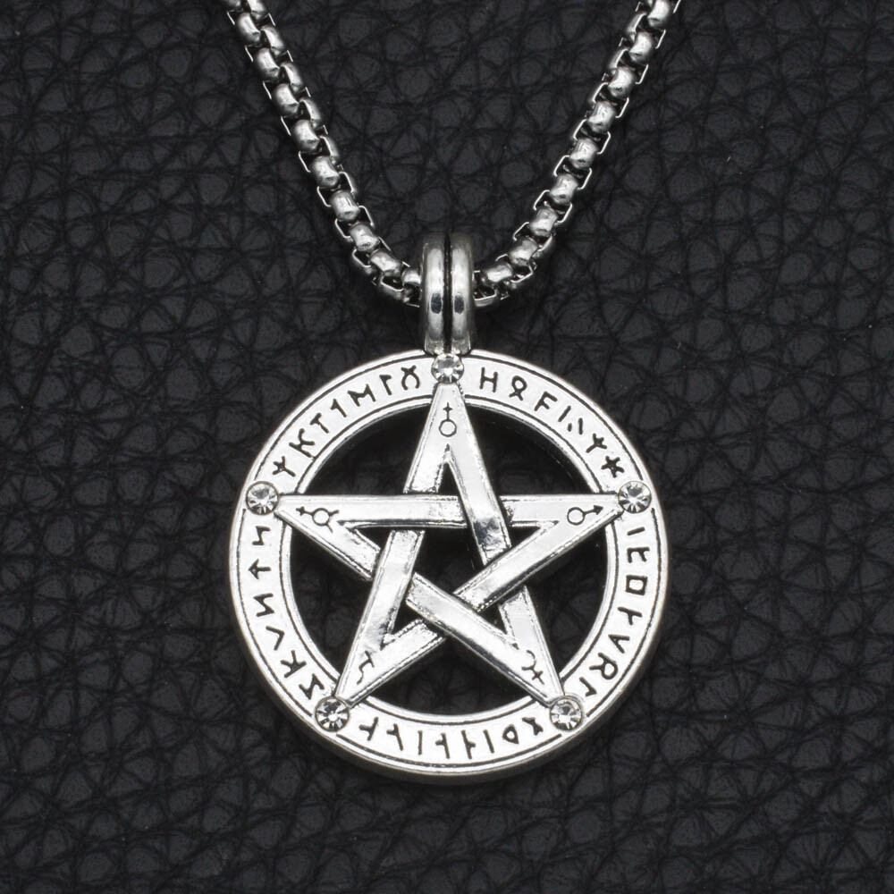 Pagan Wiccan Pentacle Pentagram Star Pendant Necklace 24″ Stainless Steel Chain