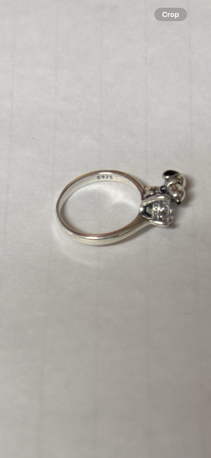 V257 S925 STERLING SILVER SNOOPY CZ STONE RING SZ7