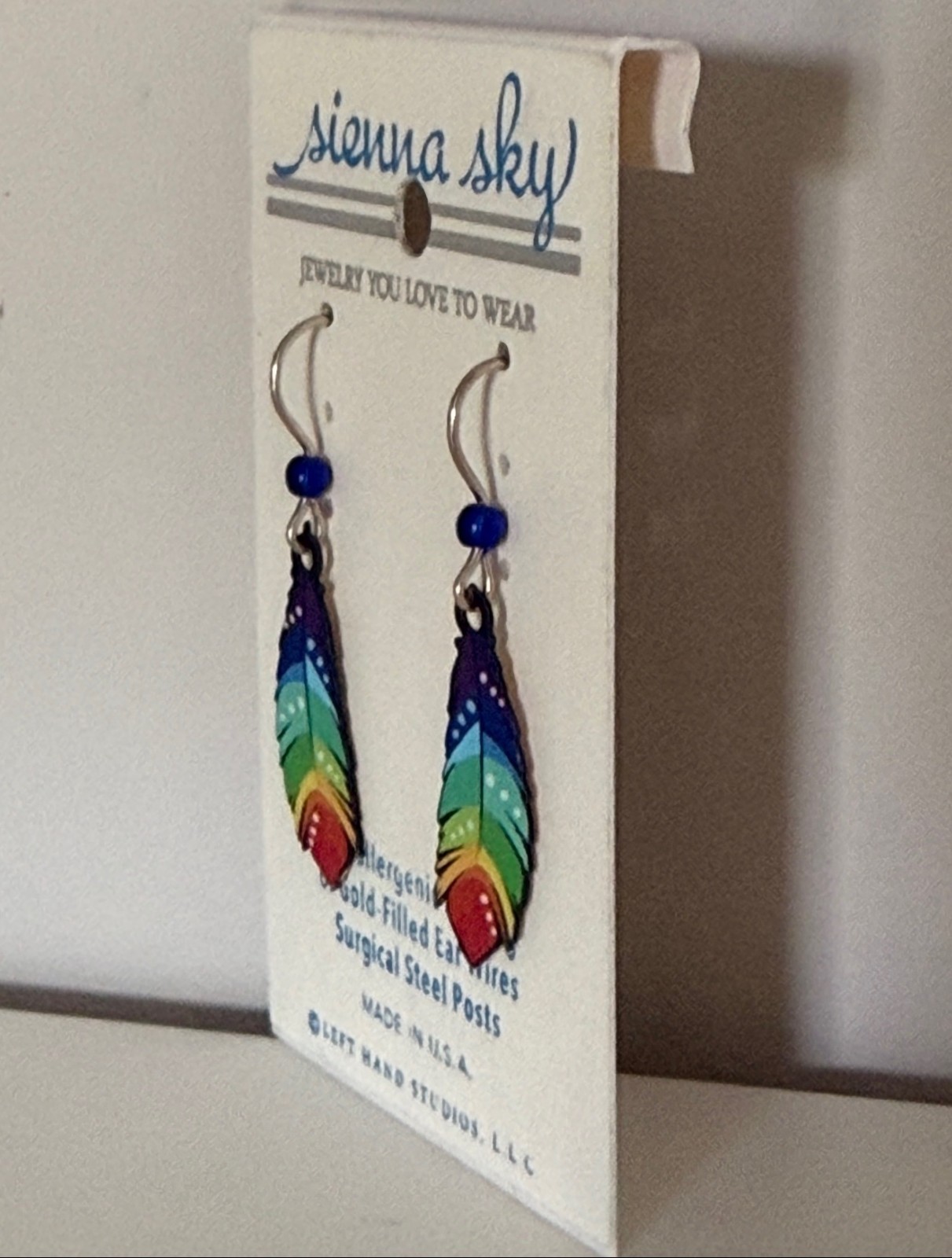 COLORFUL FEATHER Hypo-Allergenic Earrings, Silver Plated, by Sienna Sky