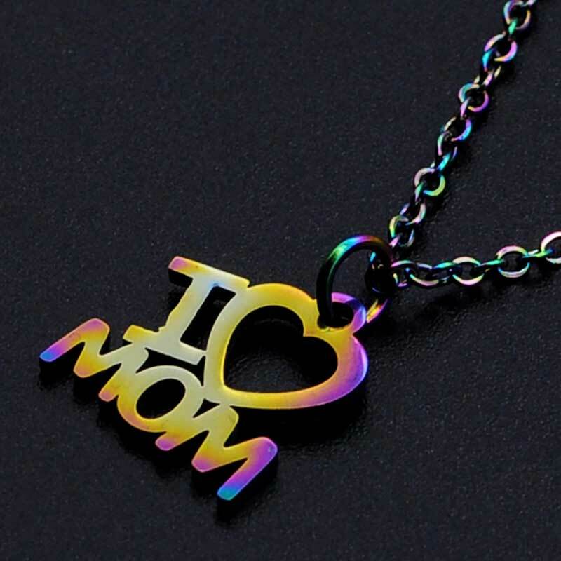 Stainless Steel Pendant Necklace Lobster Love Mom Mother’s Day Adjustable P72