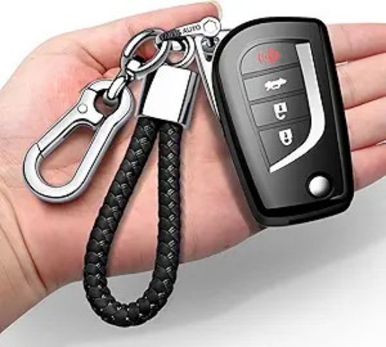 Compatible with Key Fob Cover with Keychain Soft TPU 360 Degree Black