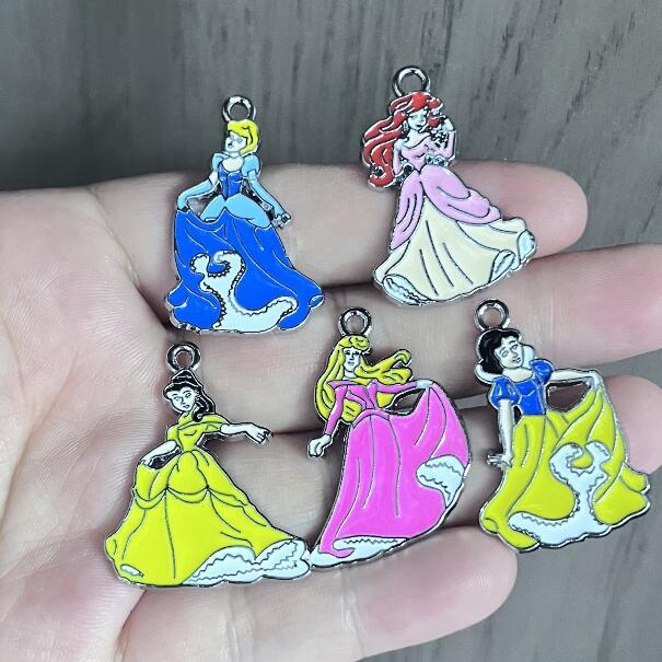 20pcs princess Enamel Metal DIY Charms Pendants key Jewelry Making
