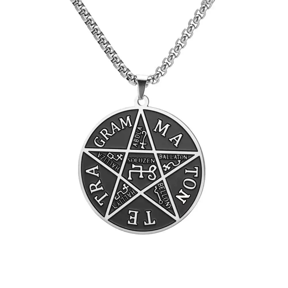 Pentagram of Solomon Pendant Tetragrammaton Name of God Men Necklace Star Amulet
