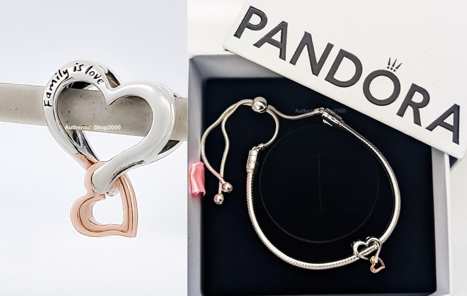 NEW 100% Authentic PANDORA 925 Family is Love Heart Bracelet Gift Set B802444