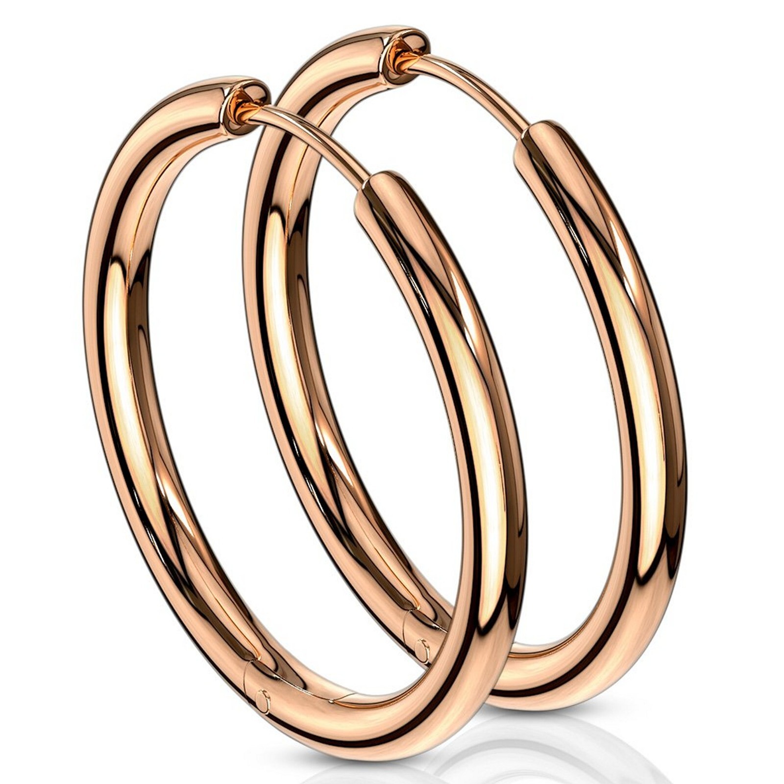 Hypoallergenic Rose Gold PVD 316L Stainless Steel Hoop Earrings 1-inch Huggies