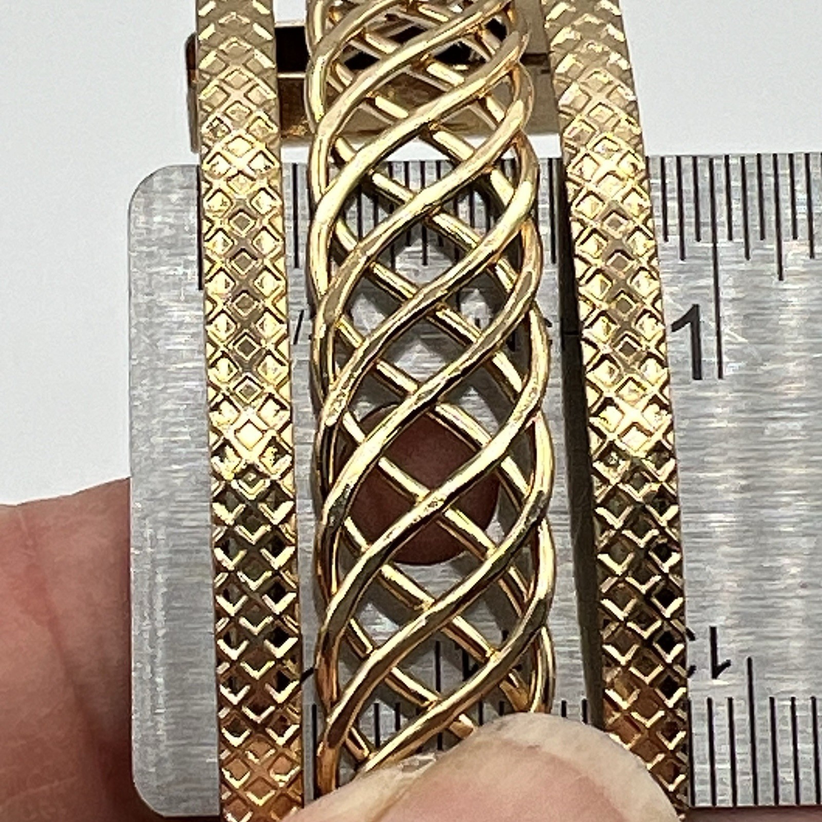 Wide Cuff Bracelet Lot Gold Tone Mesh Copper Openwork Statement Trio Bold Chunky