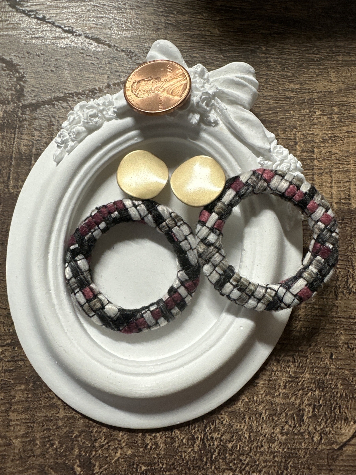 Tweed Dangle Earrings Surgical Steel Post