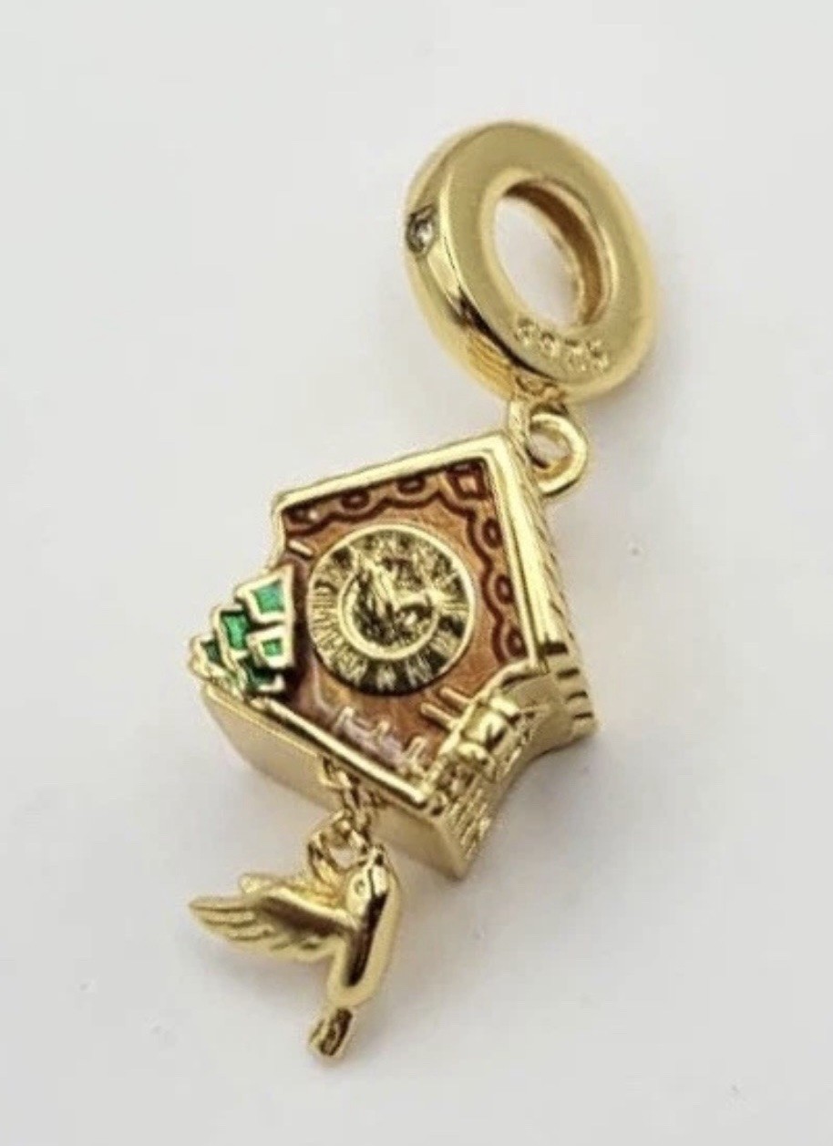 925 Sterling Silver Hinged Open/Close Cuckoo Clock Charm Pendant
