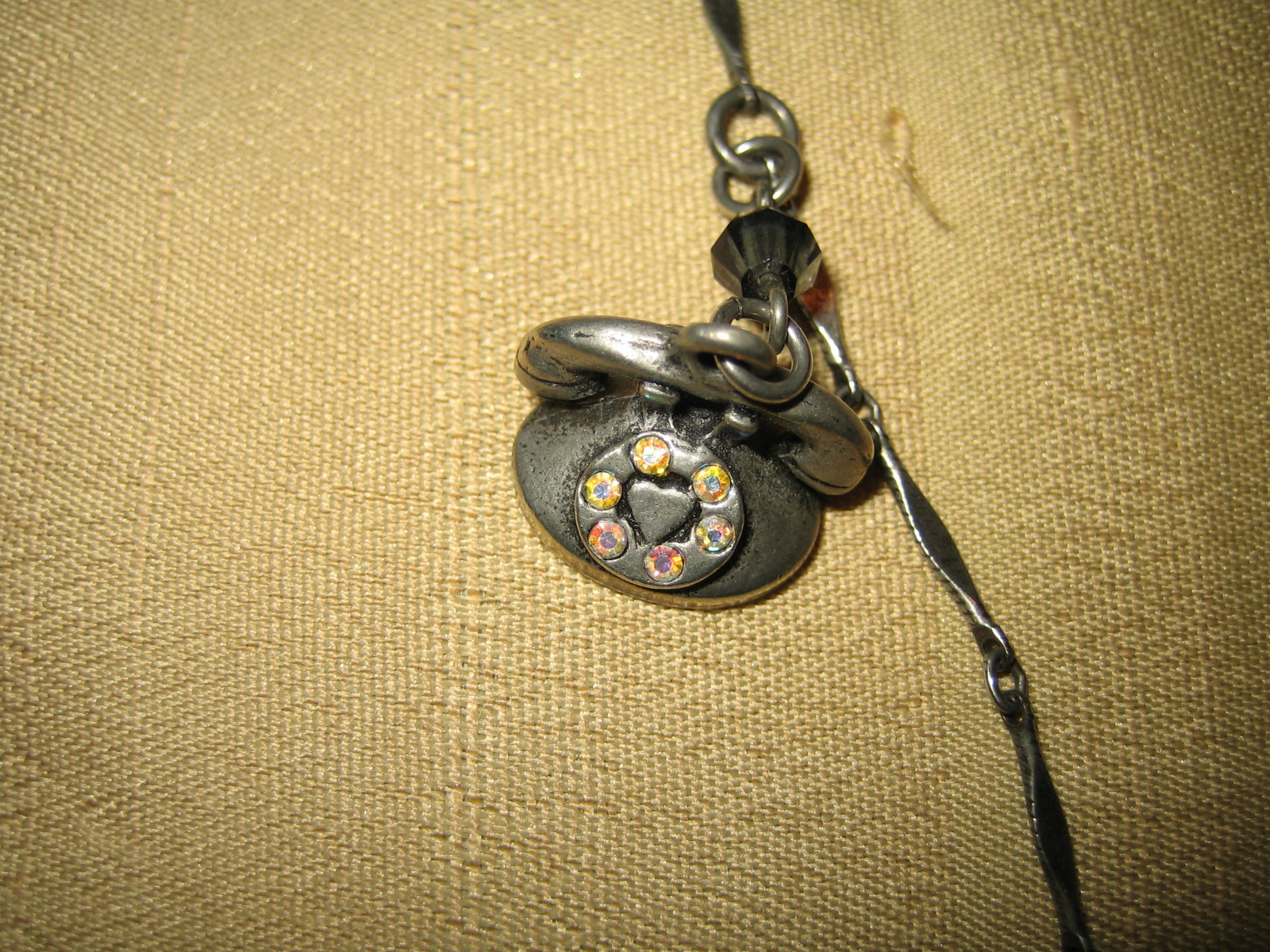 SWEET ROMANCE Pewter, Assorted Telephone Charm Necklace. 28″ USA