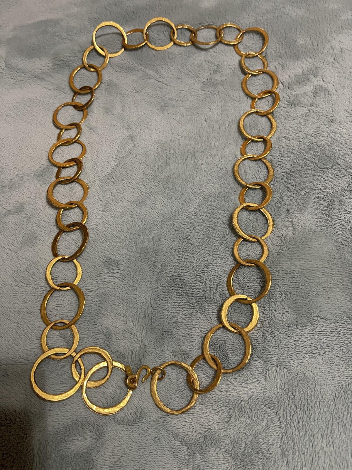Kenneth Lane Gold-Plated Hammered Link Circle Necklace-38 inches