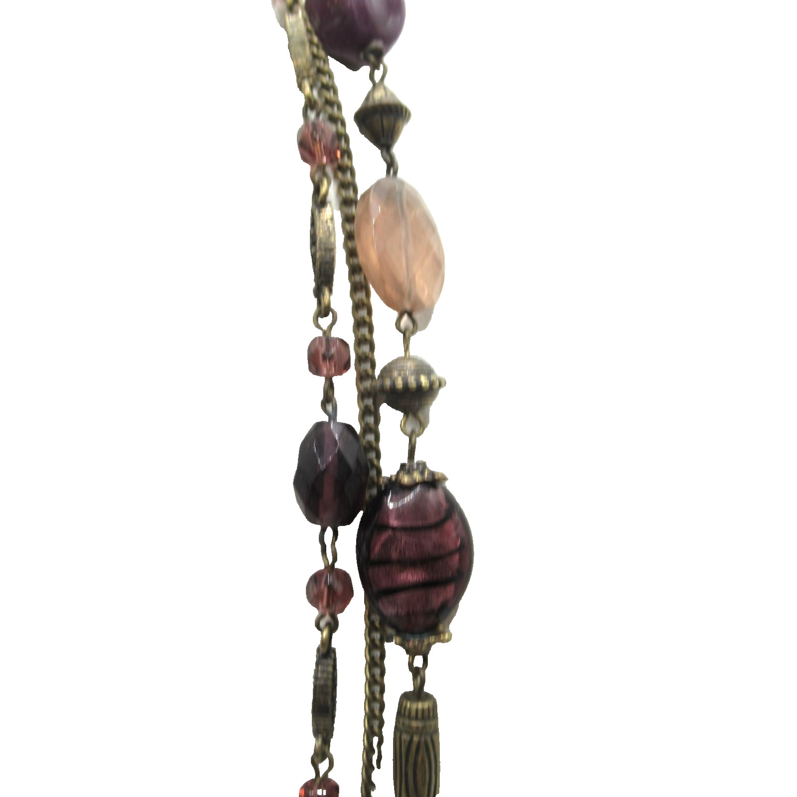 Premier Design Multi-Strand Necklace Glass and Metal Beads Purple Pink