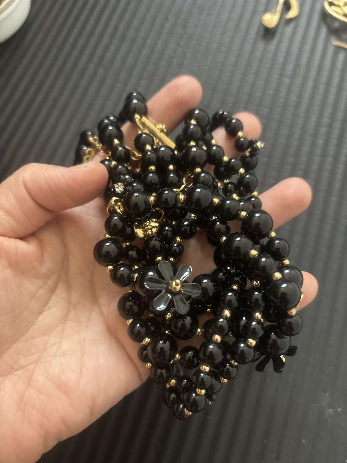 Talbots Necklace Multi strand Black beaded necklac