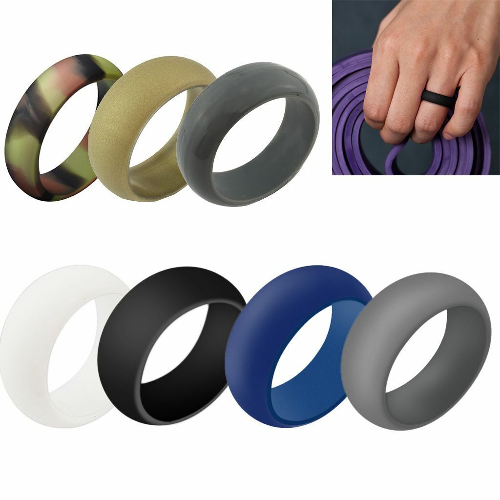 Set of 7 Pack Silicone Wedding Engagement Ring Men Women Rubber Band Gym Sports