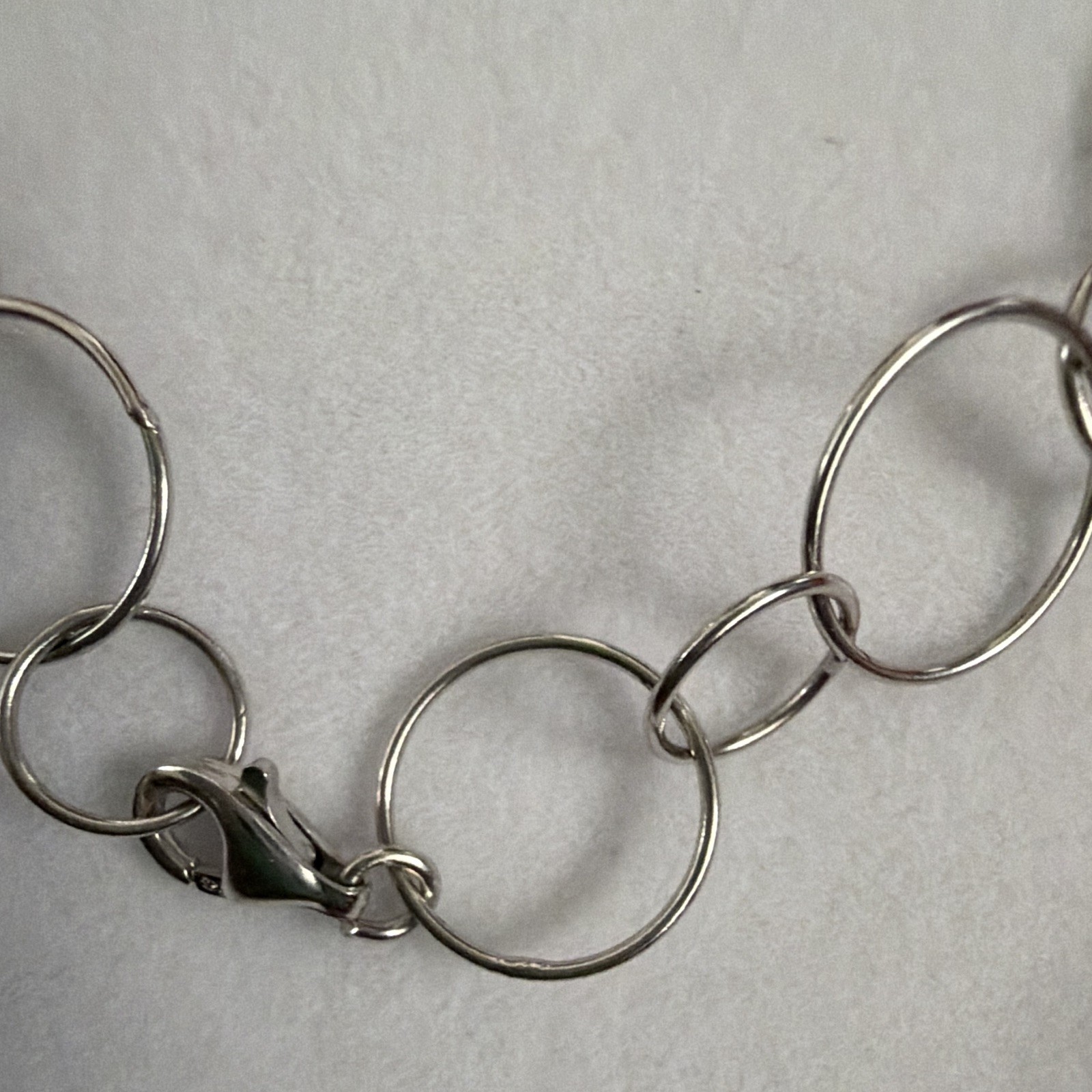 925 Silver Open Circle Link Chain Necklace, Lobster Clasp, 6.7g