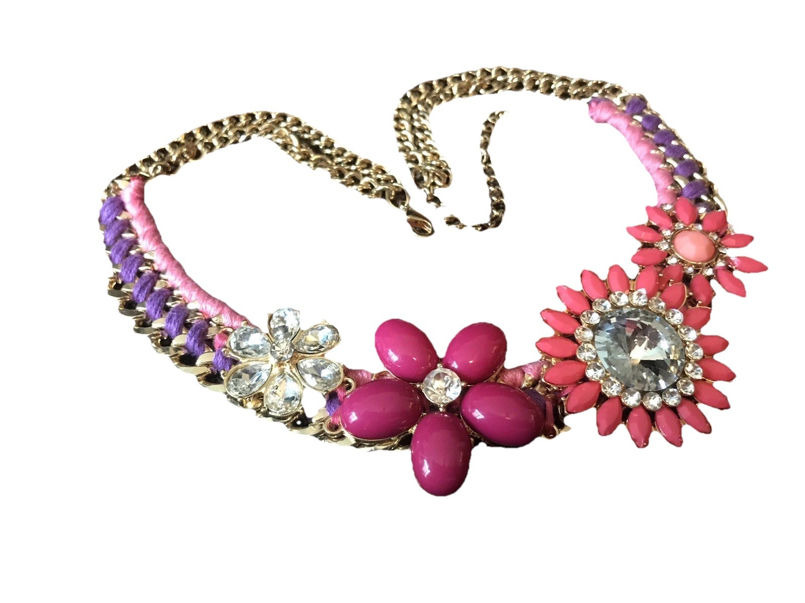 BOLD BOHO FLOWERS Statement Necklace Approx 20” Must See!