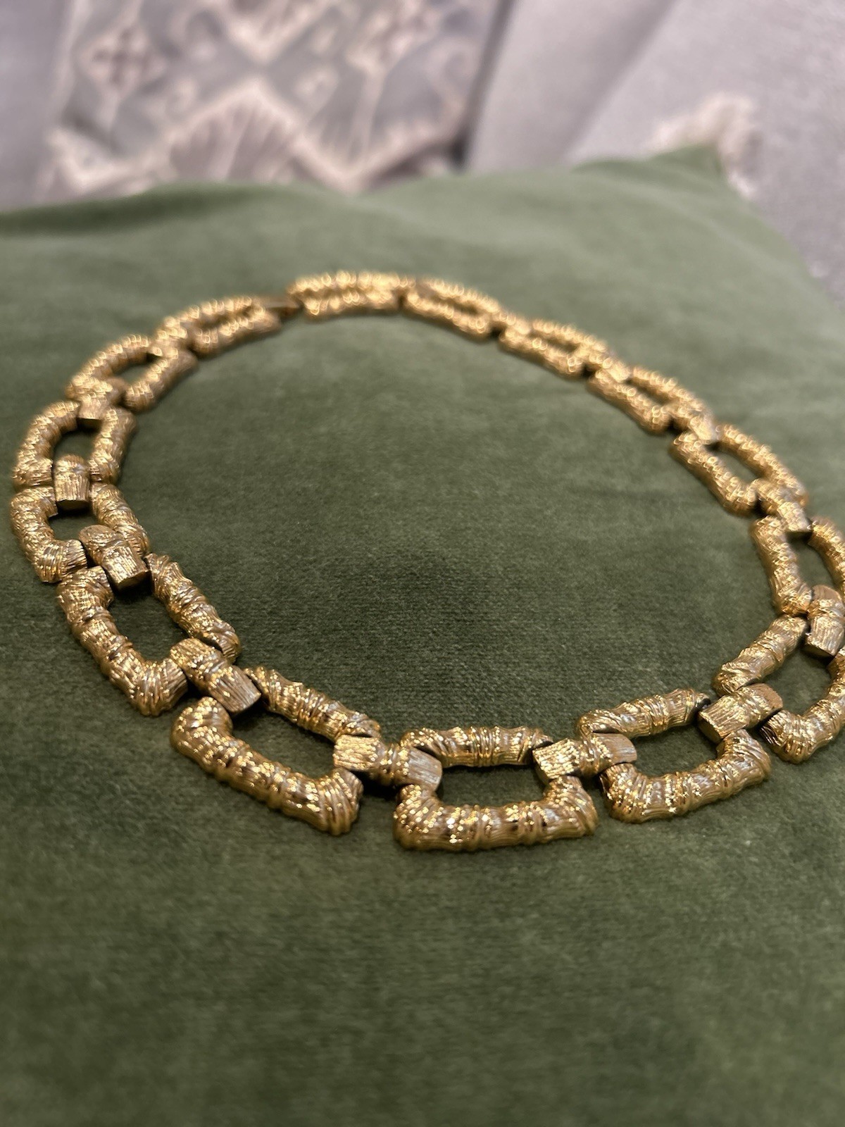 Vintage Gold Bamboo Statement Choker Necklace Heavyweight Unique 1970’s