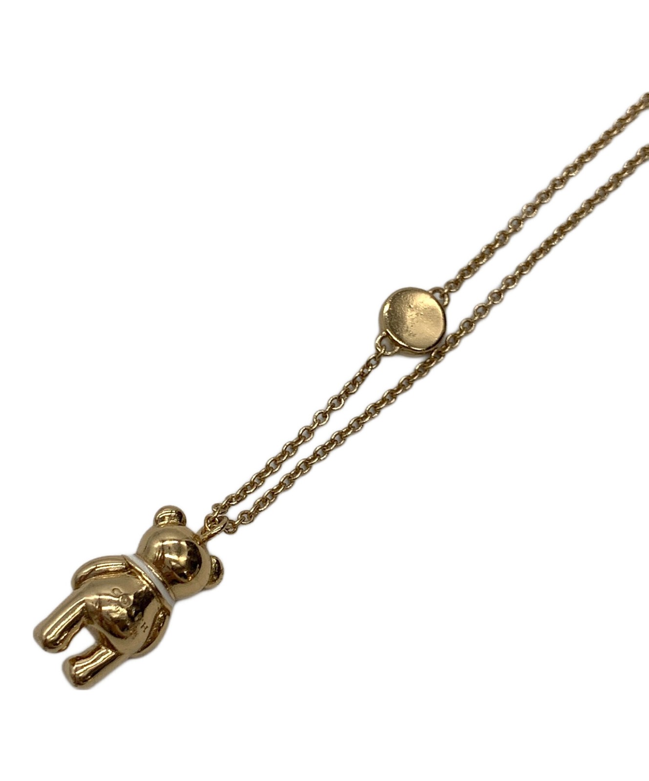 COACH Gold Teddy Bear Pendant Necklace 46cm 18in Women’s Preowned Auth
