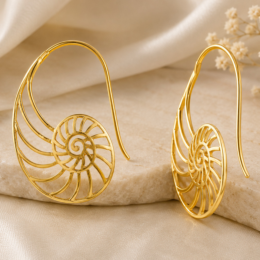Gold Plating & Silver Plating Dangle Earrings for Women Handmade Spiral Earring