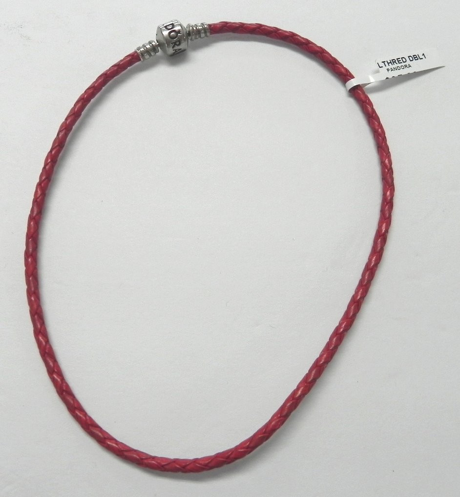 S883 Pandora Double Red Leather Bracelet 590705CRD-D1 – Size 34.5 cm