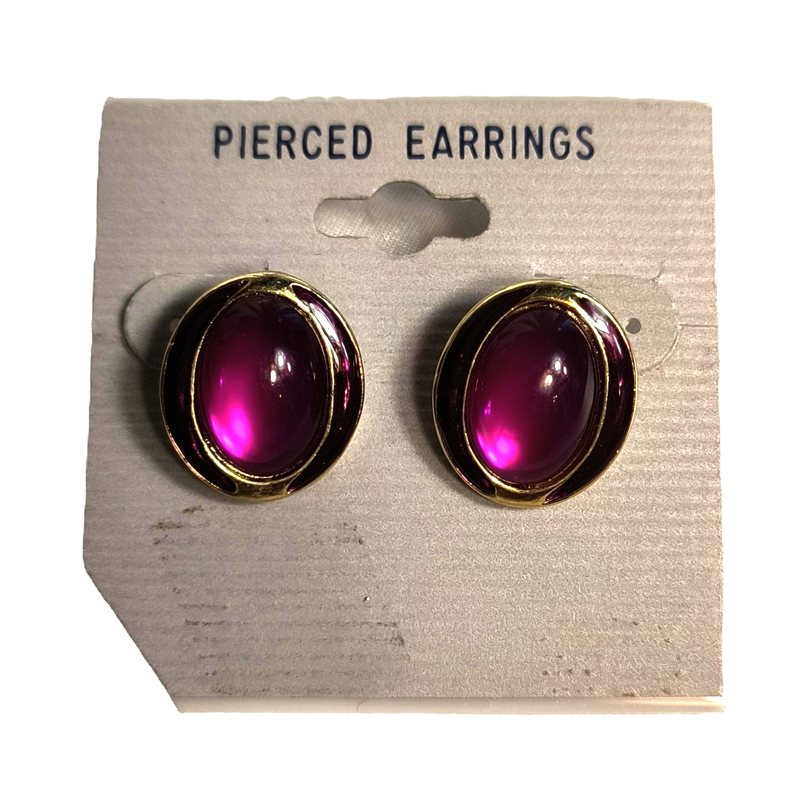 New Women’s Stud/Post Earrings for Pierced Ears Goldtone with Fuschia Cabochons
