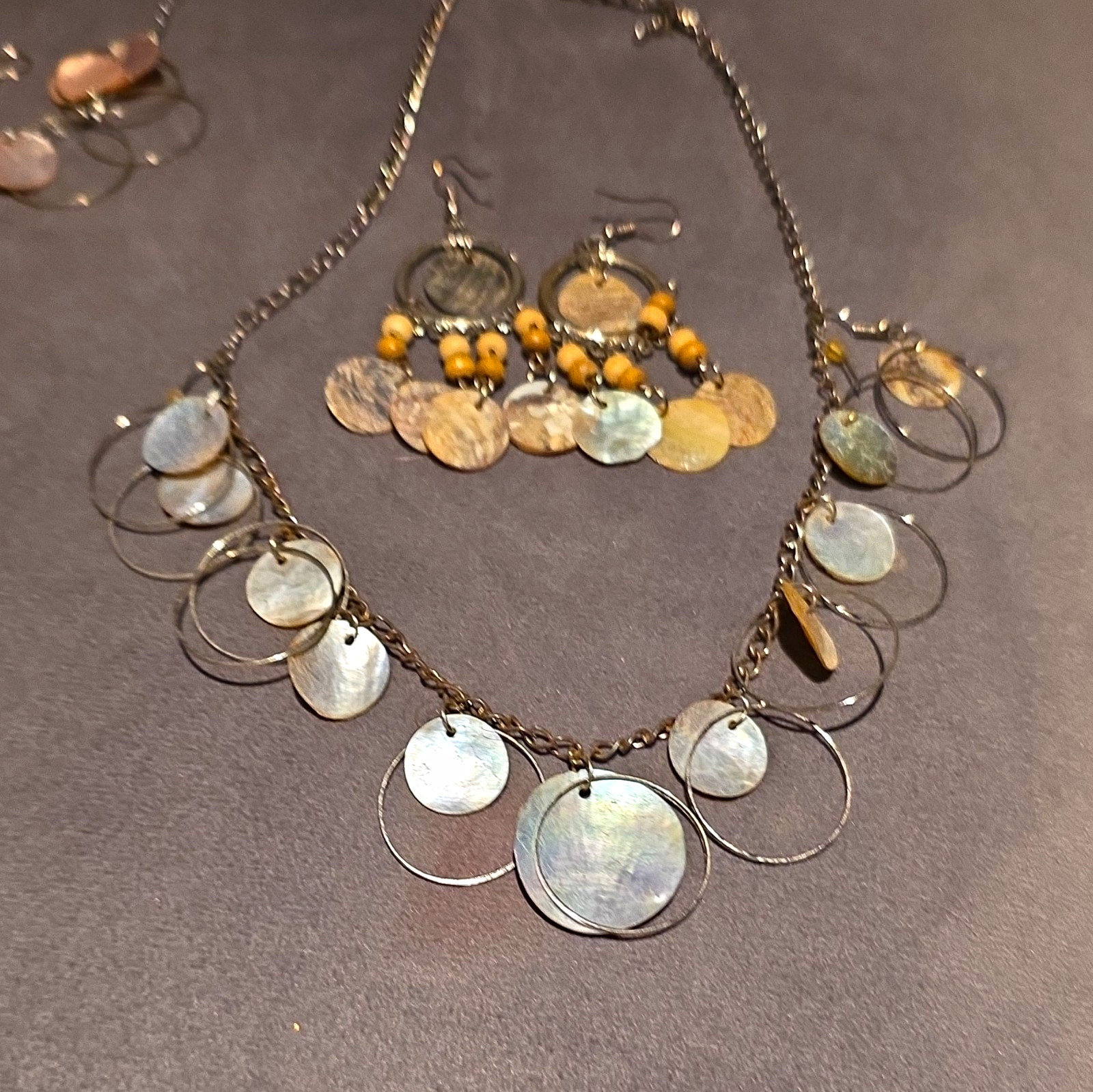 Silver Tone Necklace & Drop Earrings Jewelry Set X 2 Sold As 2 Sets