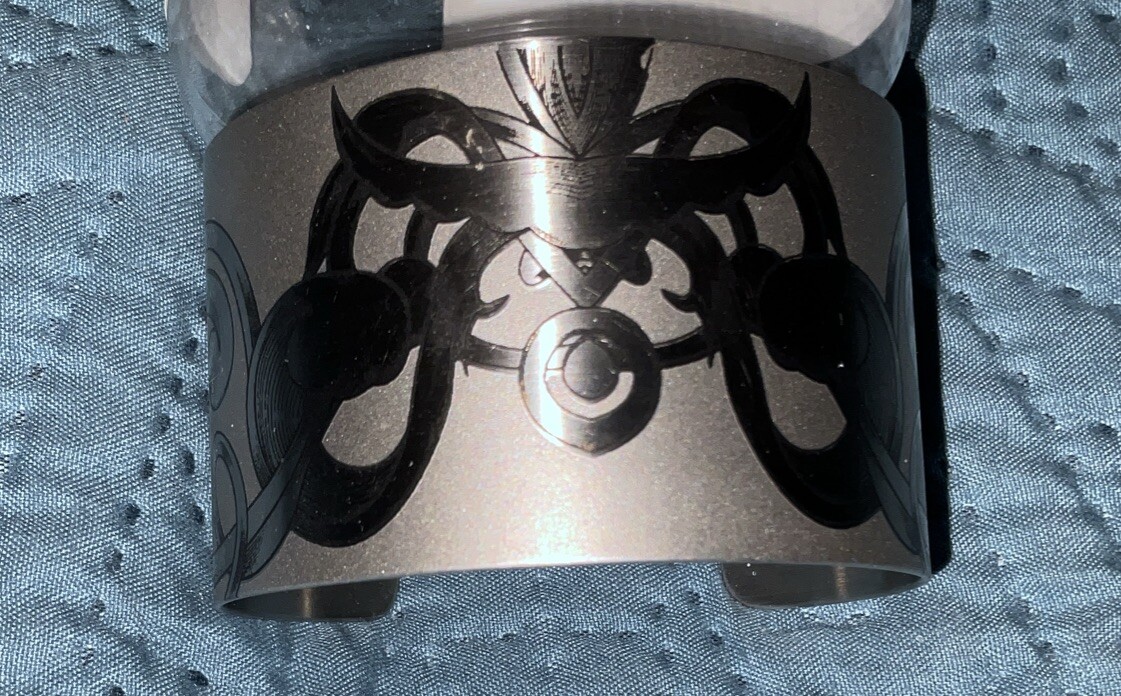 Tattooed Steel “ Ornate “ Stainless Tattoo Cuff Bracelet…1.5” X 5.5”