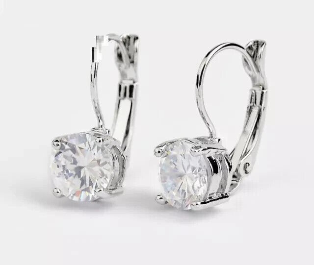 4Ct Round Cut Simulated Diamond Fancy Drop Dangle Earrings 14k White Gold Plated
