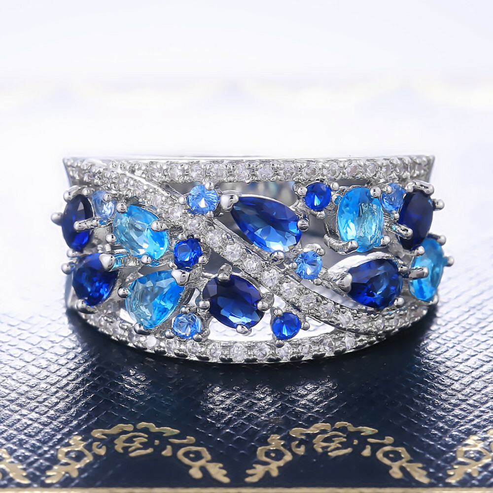 Gorgeous 925 Silver Filled Ring Women Cubic Zircon Jewelry Gift Sz 6-10