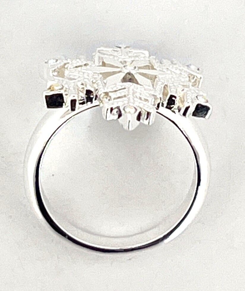 Rhodium Plated Snowflake Ring Ari D Norman