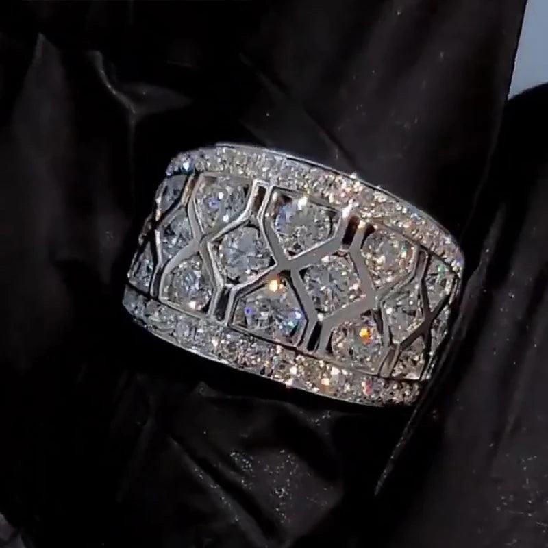 Women’s Geometric Cubic Zirconia Brass Wedding Engagement Ring