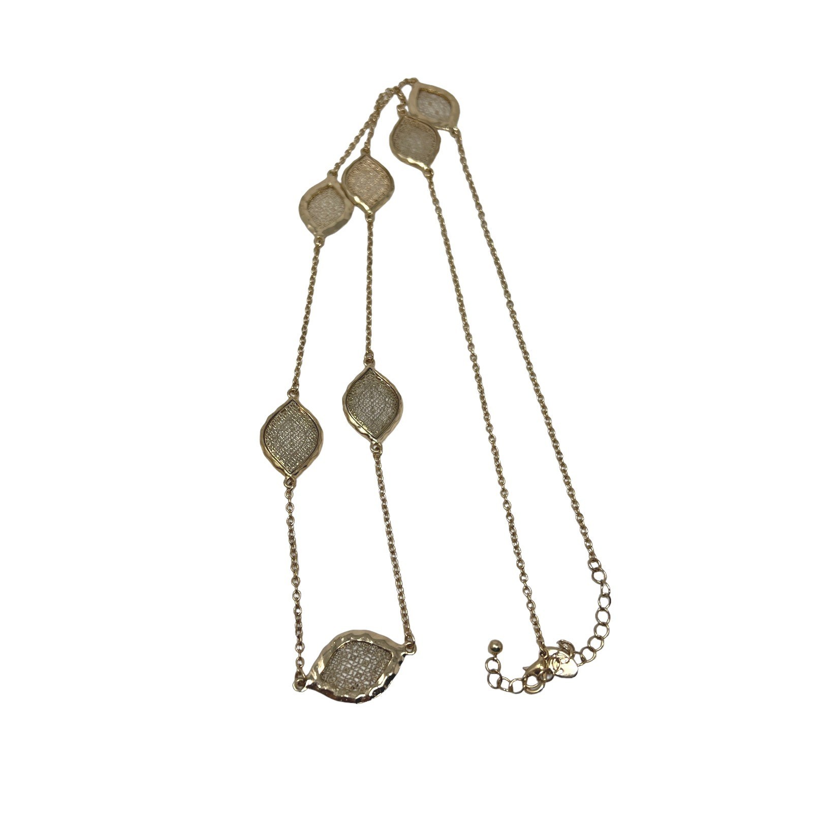 Charming Charlie Necklace Gold Tone Chain Filigree Stations 36 in