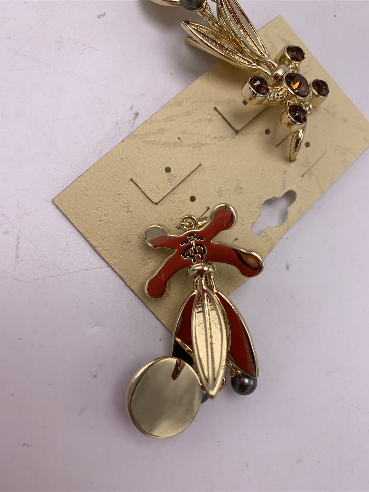 NWOT Brooks Brother Flower Drop Signed Earrings 2-1/4” X246