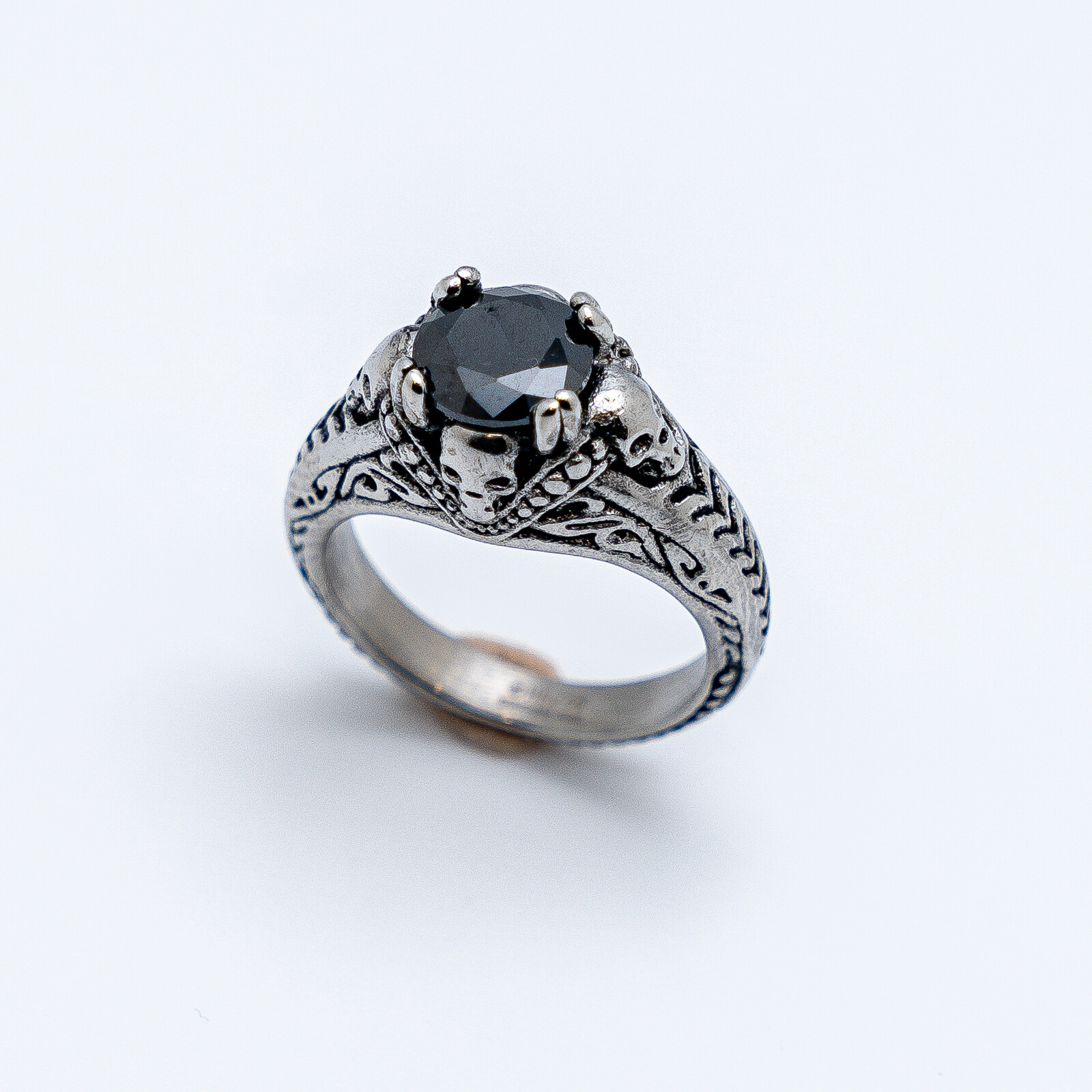 Ladies Solitaire Skull Ring Stainless Steel Motorcycle Biker Jewelry 189