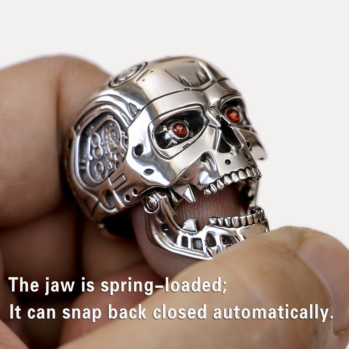 CZ Eyes 925 Sterling Silver Terminator Ring Mouth Openable TA518D US 7~16 LZ