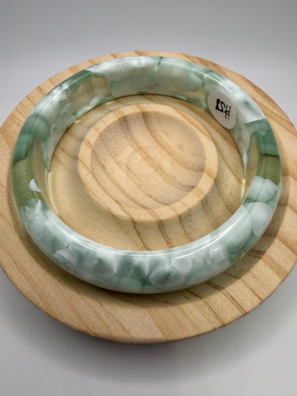 Treated Green Cloud Crystal Bangle – Size 58mm – B3-4100