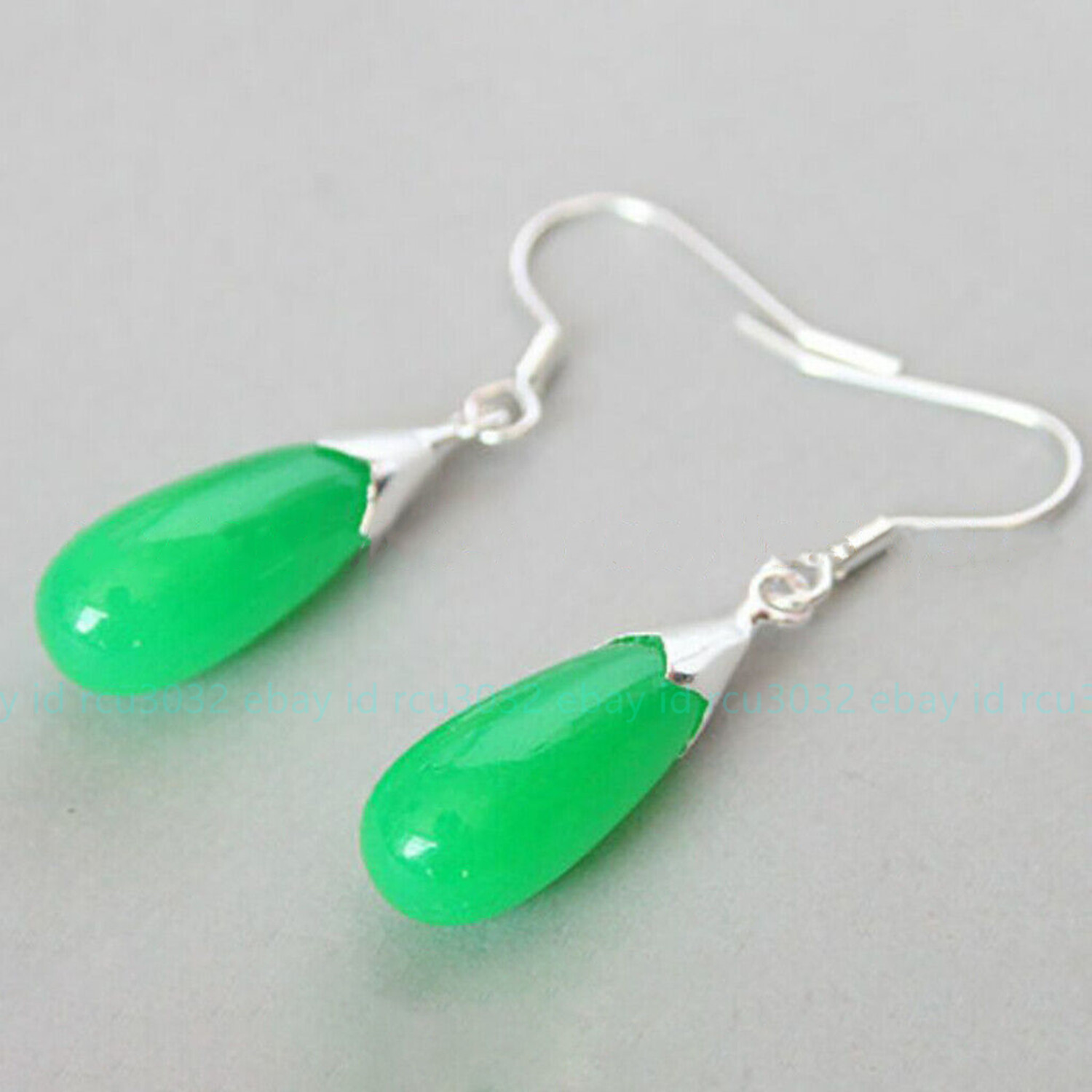 Natural 8x20mm Agate/Jade/Opal/Turquoise Gemstone Water Drop Dangle Hook Earring