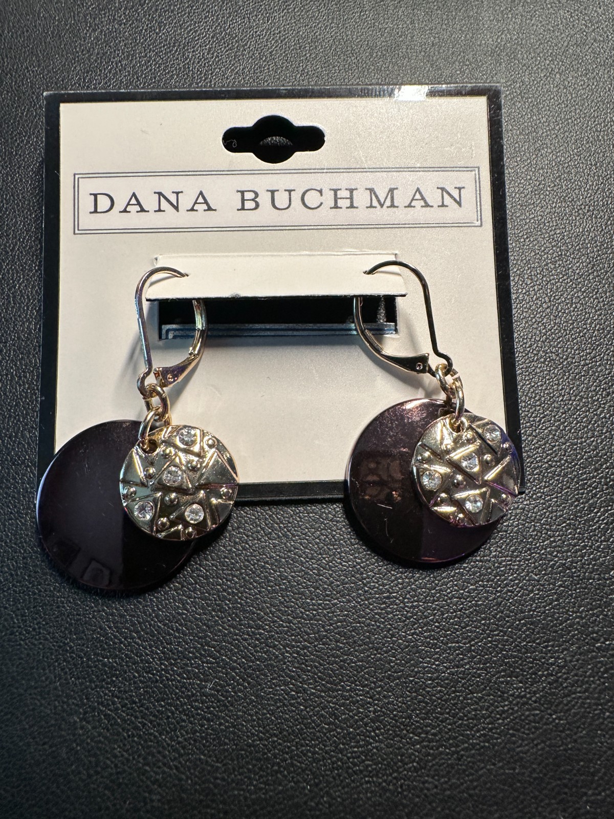 Dana Buchman Earrings Black & Silver Dangle Drop